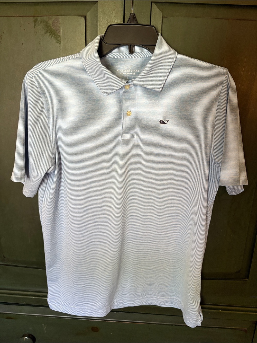 Vineyard Vines Boys blue/white stripe performance polo